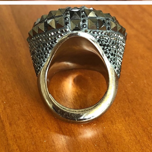 Swarovski Ring Black Hematite Jet Vesue Cocktail - Picture 10 of 12